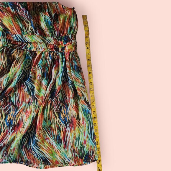 I.N. San Francisco Vibrant colorful abstract print halter dress size 3 dopamine - Picture 6 of 8